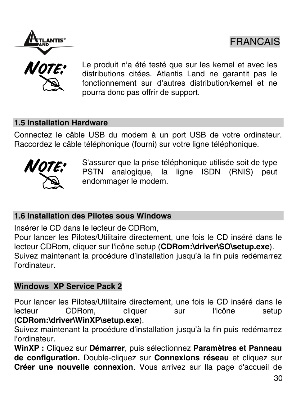 Francais | Atlantis Land WEBRUNNER USB A01-PU2 User Manual | Page 29 / 35