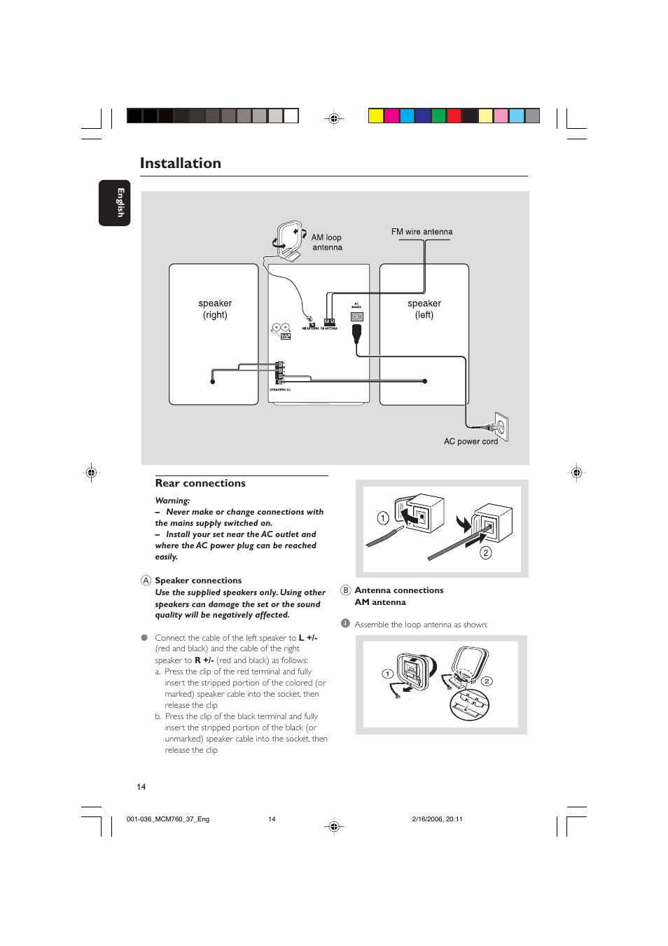 Installation | Philips MCM760-37B User Manual | Page 14 / 36