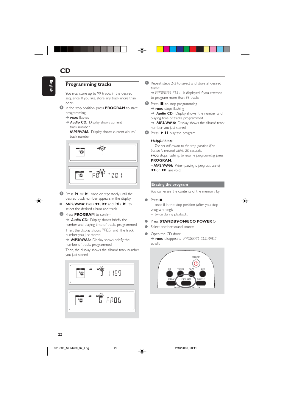 Programming tracks | Philips MCM760-37B User Manual | Page 22 / 36