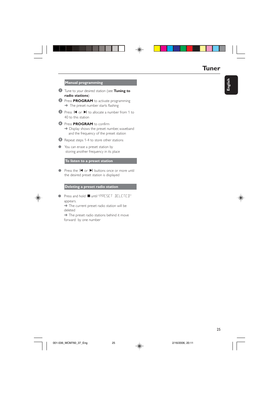 Tuner | Philips MCM760-37B User Manual | Page 25 / 36