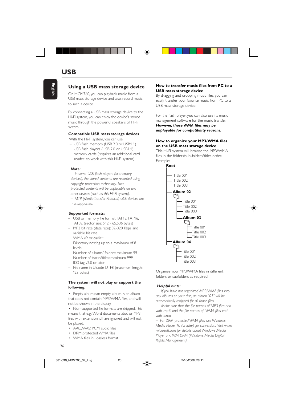 Using a usb mass storage device | Philips MCM760-37B User Manual | Page 26 / 36