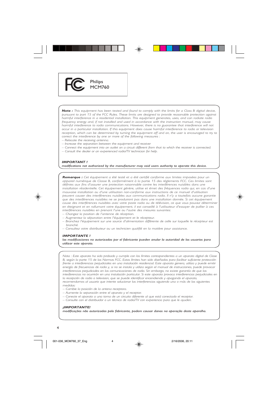 Philips mcm760 | Philips MCM760-37B User Manual | Page 4 / 36