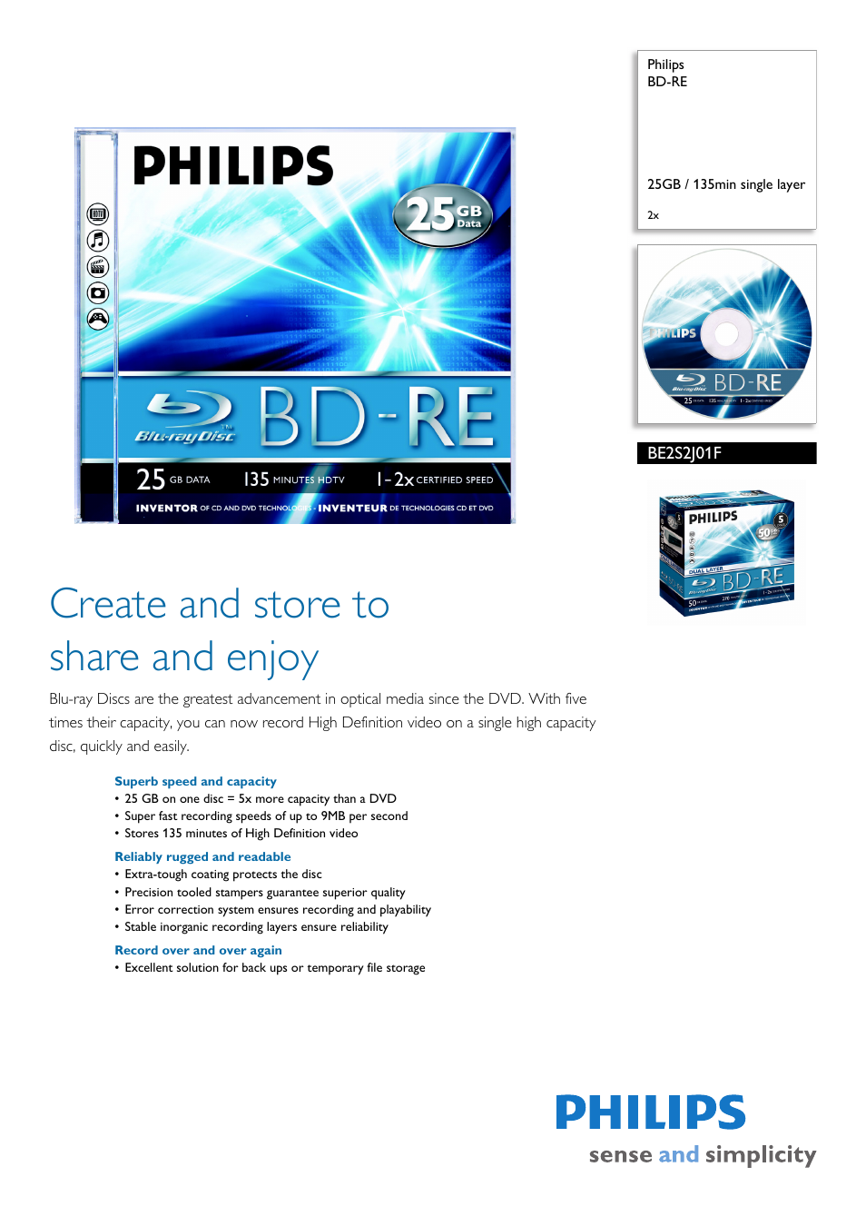 Philips BE2S2J01F-17 User Manual | 2 pages
