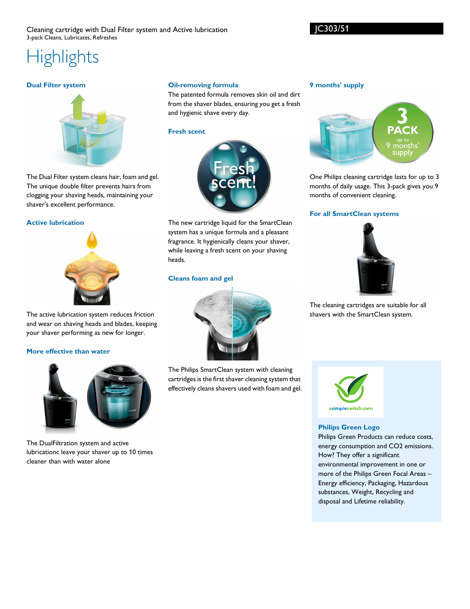 Highlights | Philips JC303-51 User Manual | Page 2 / 3