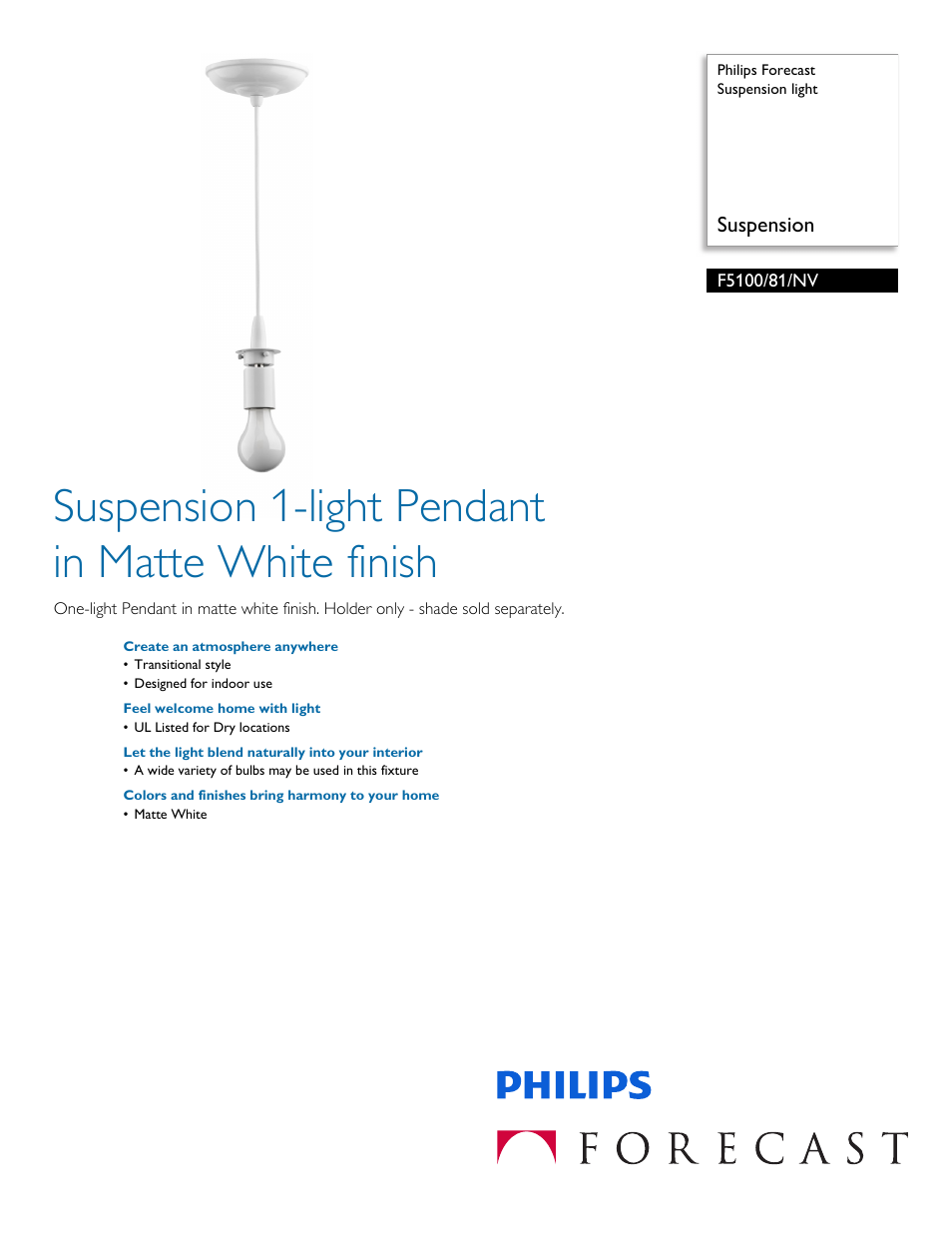 Philips F510081NV User Manual | 2 pages