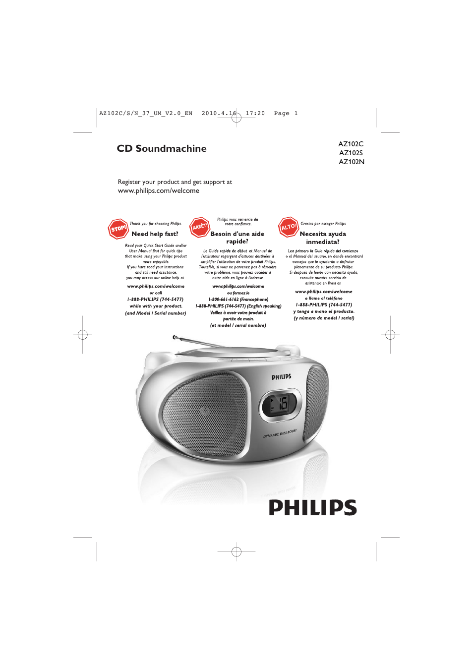 Philips AZ102C-37 User Manual | 17 pages