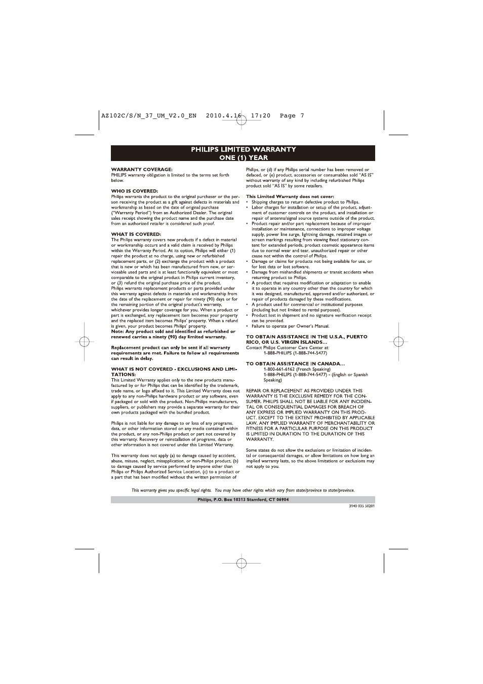 Philips AZ102C-37 User Manual | Page 7 / 17