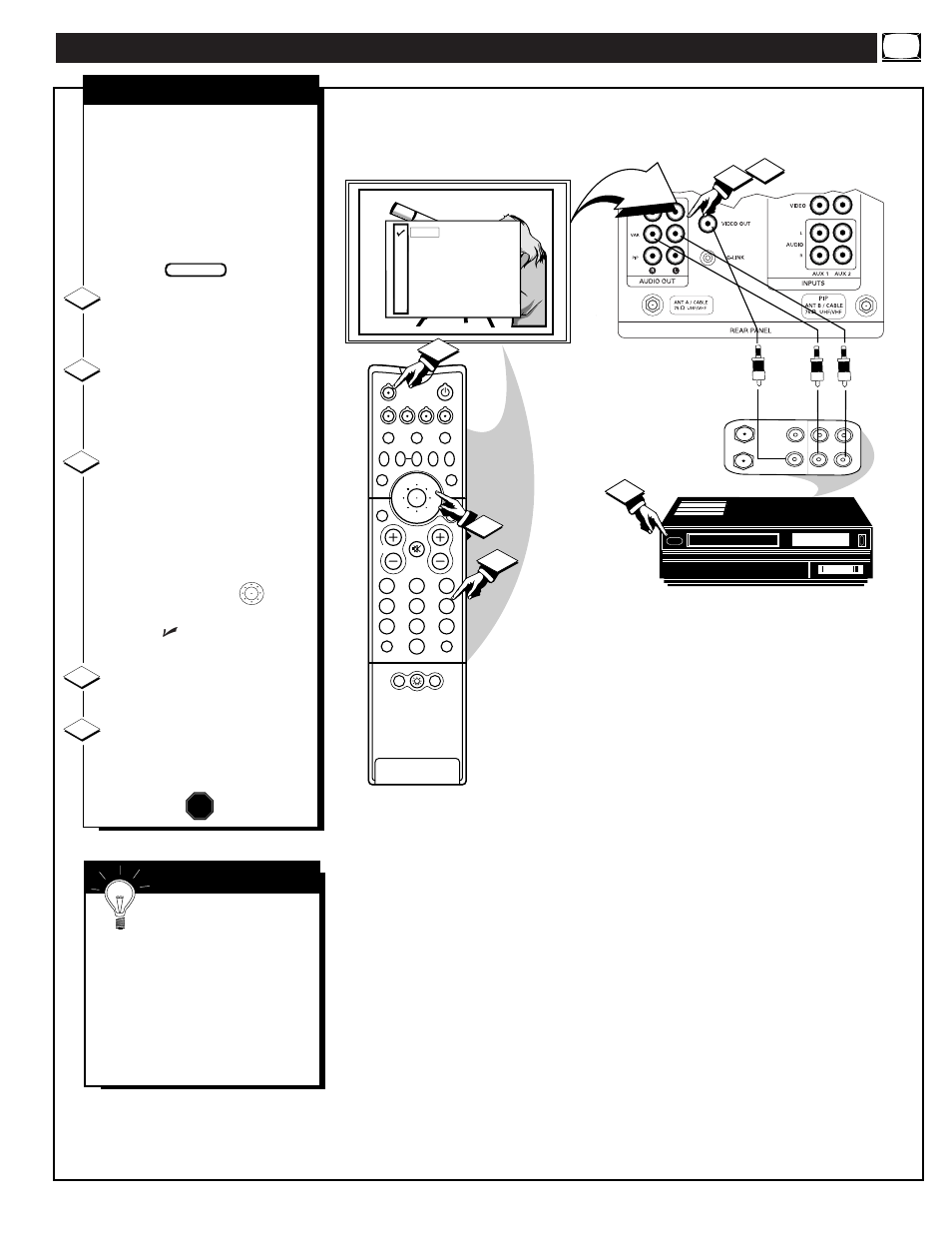 Sing the, Udio, Ideo | Utput, Acks, Continued, Audio/video outputs | Philips 60PP960199 User Manual | Page 37 / 58