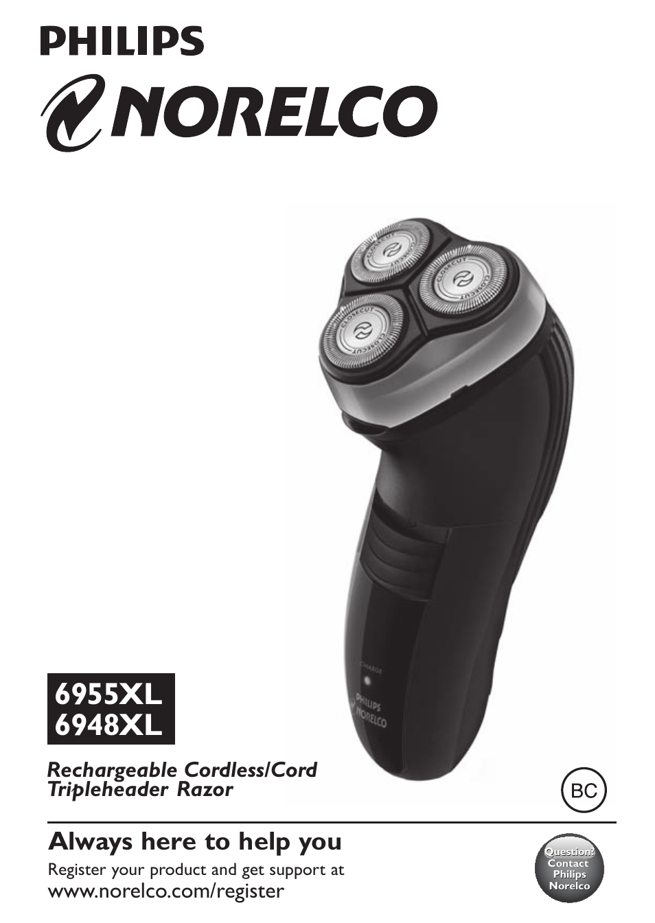 Philips Norelco Shaver 2100 Series 2000 dry electric shaver 6948XL-41 CloseCut heads Flex & Float system 35 min shaving 8 hour charge User Manual | 11 pages