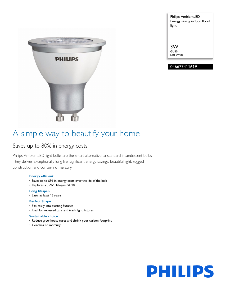 Philips 046677411619 User Manual | 2 pages