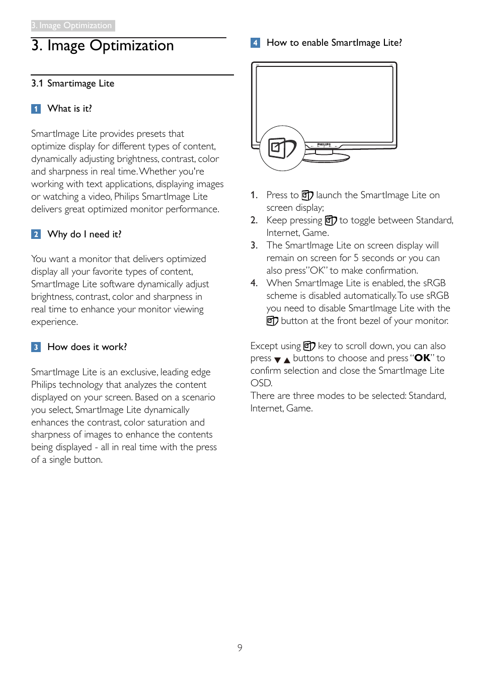 Image optimization | Philips 273E3LSB-00 User Manual | Page 11 / 41