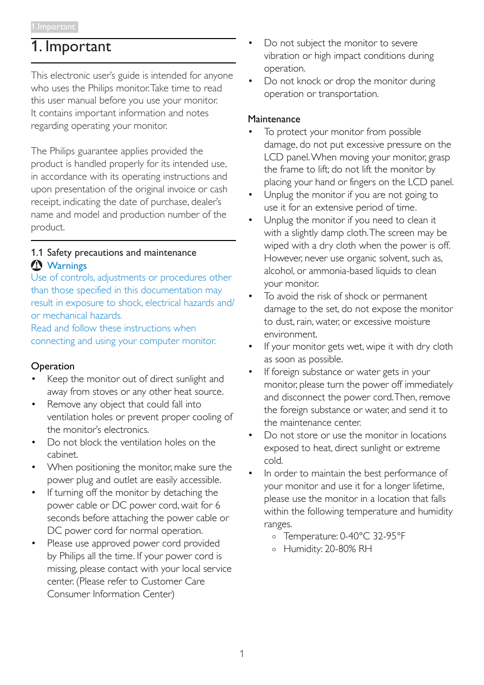 Important | Philips 273E3LSB-00 User Manual | Page 3 / 41