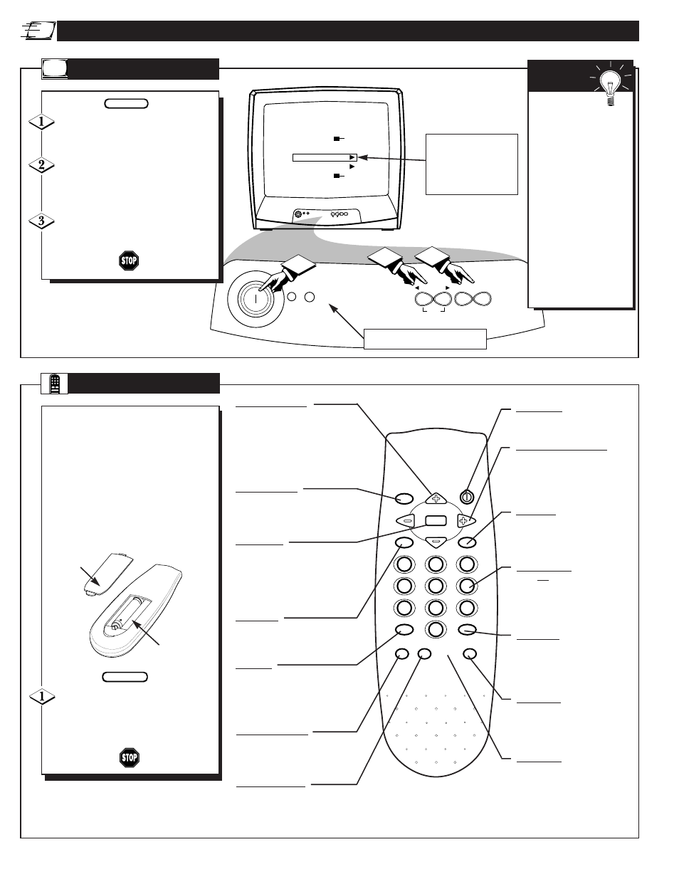 P and, Uick, Emote | Peration, Elevision | Philips PS1964C User Manual | Page 6 / 28