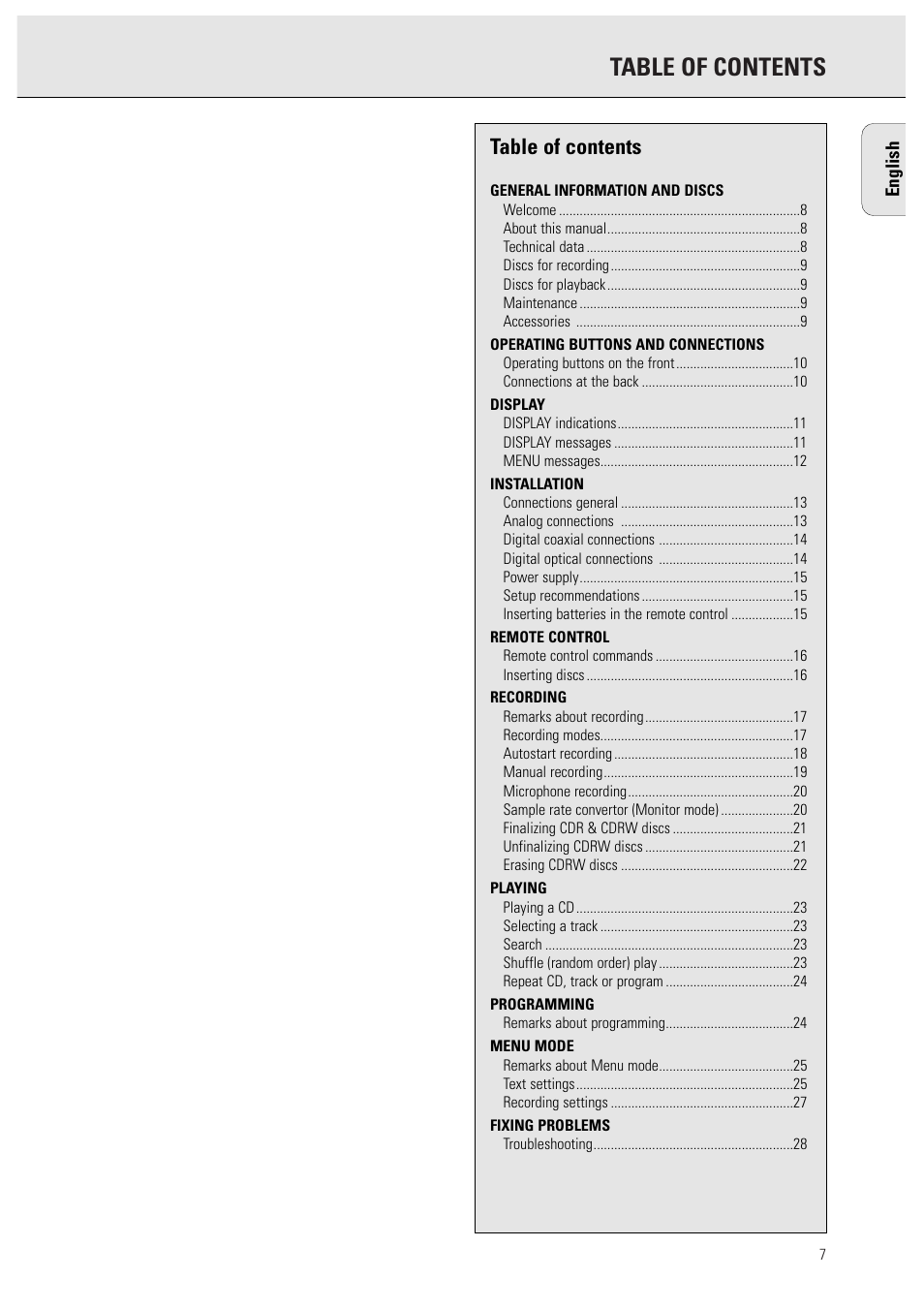 Philips CDR950BK User Manual | Page 7 / 29