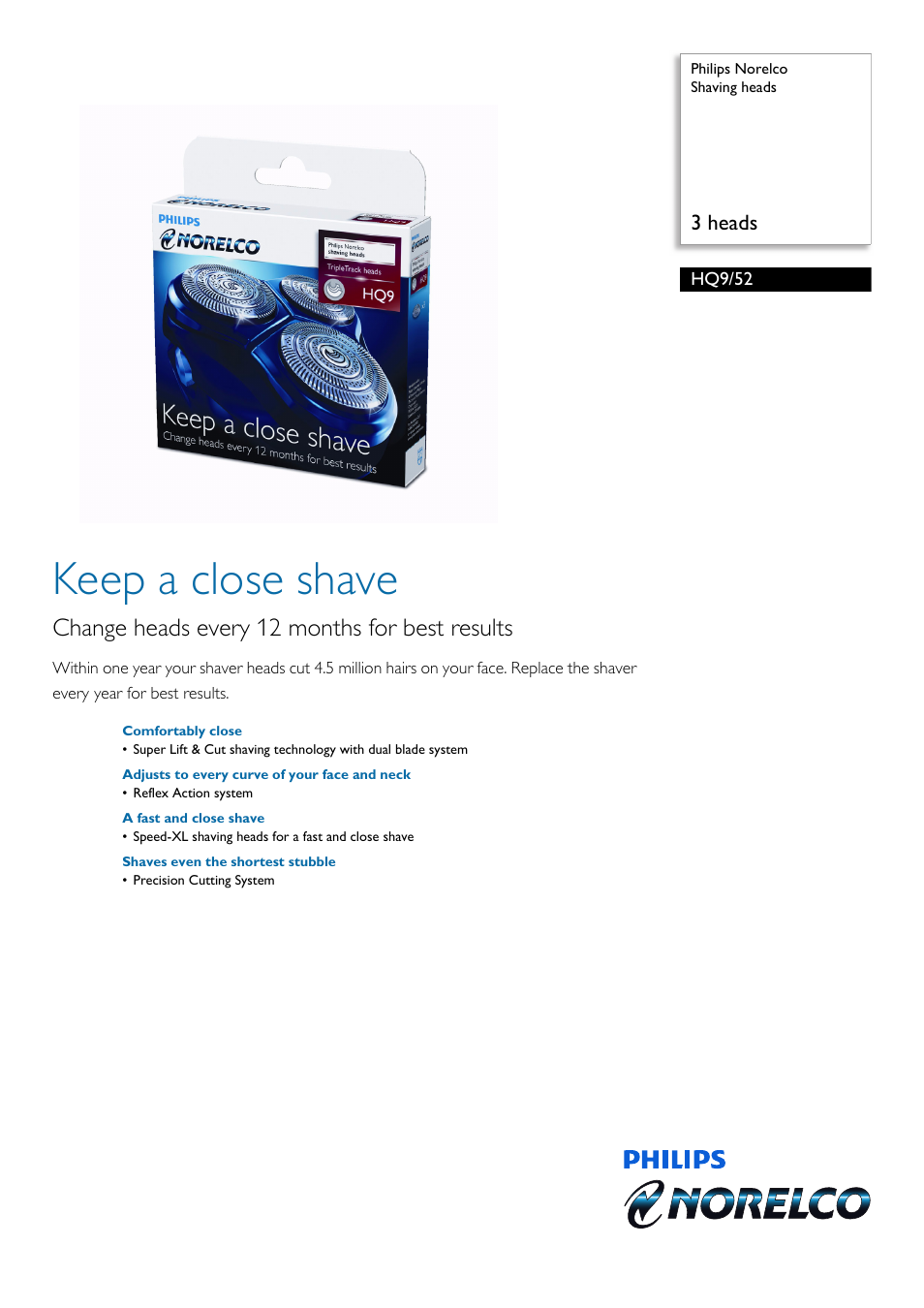 Philips HQ9-52 User Manual | 2 pages