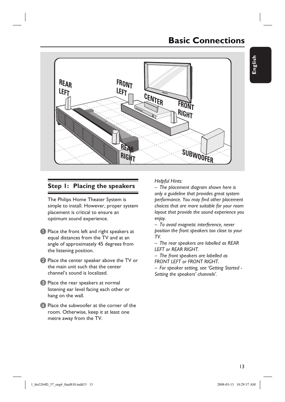 Basic connections | Philips HTS3264D-37B User Manual | Page 13 / 55