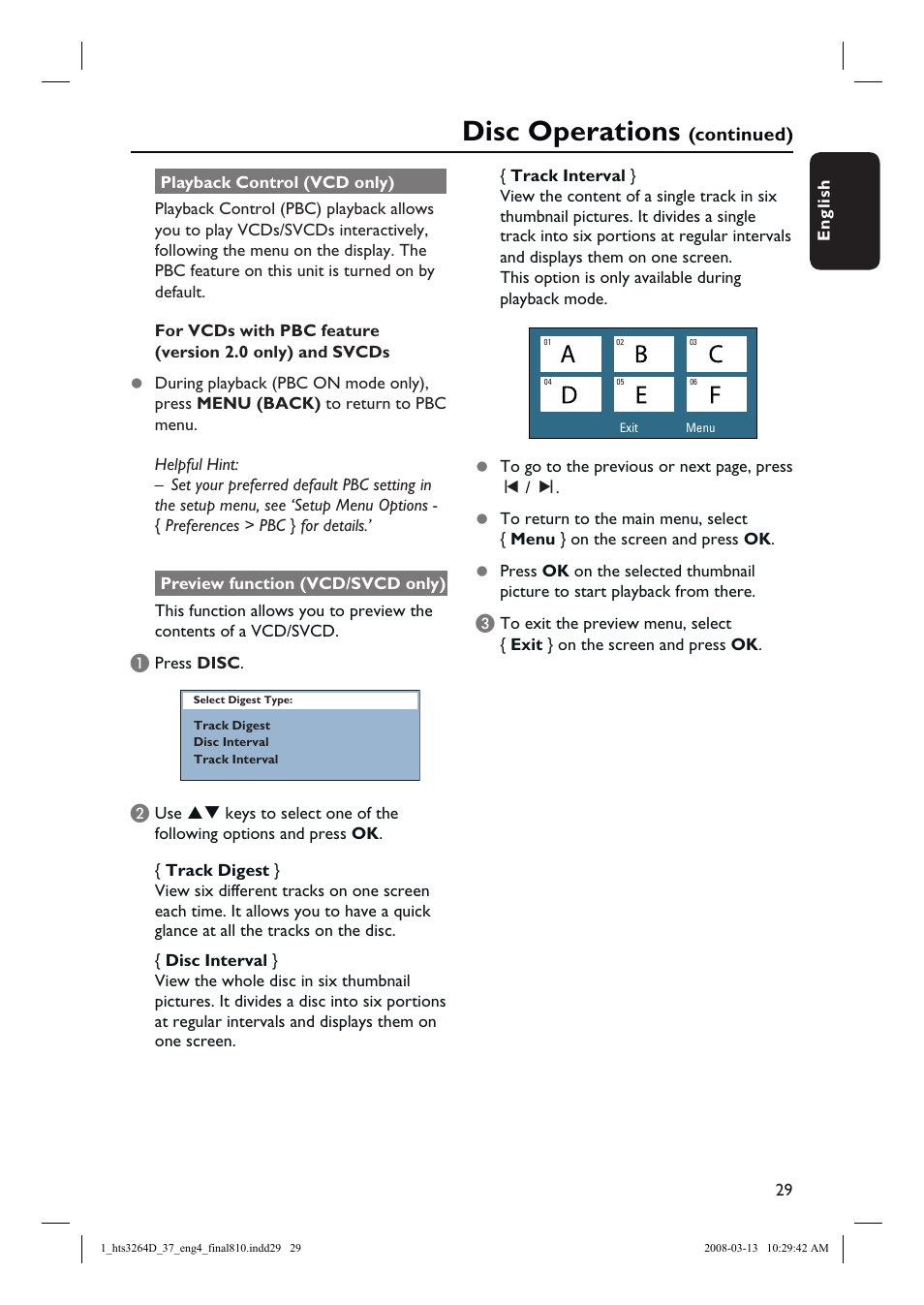 Disc operations, Continued) | Philips HTS3264D-37B User Manual | Page 29 / 55