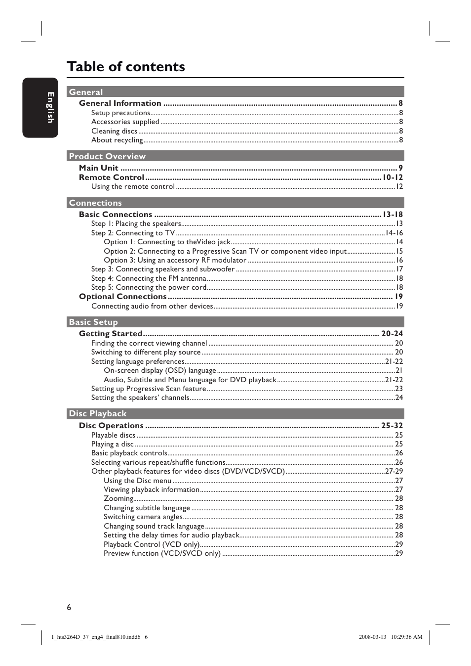 Philips HTS3264D-37B User Manual | Page 6 / 55