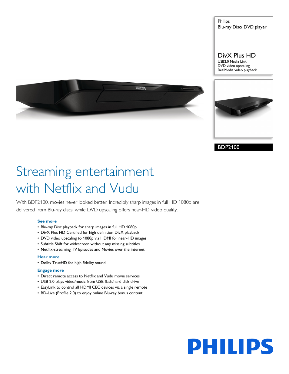 Philips BDP2100-F7 User Manual | 3 pages