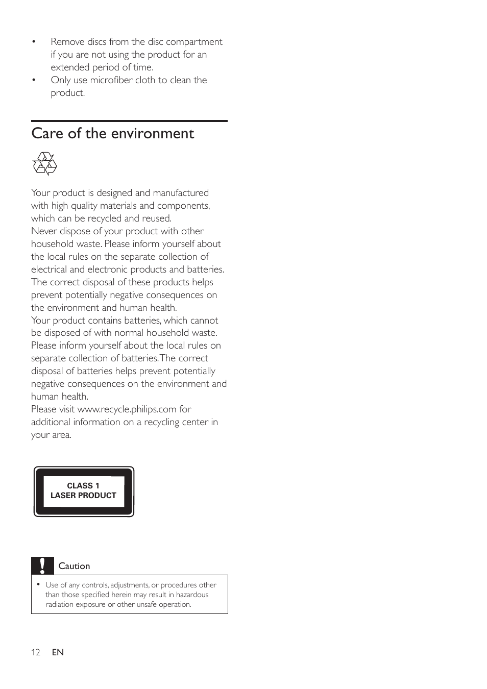 Picture options, Audio options, Divx videos | Care of the environment | Philips BDP2185-F7 User Manual | Page 12 / 32