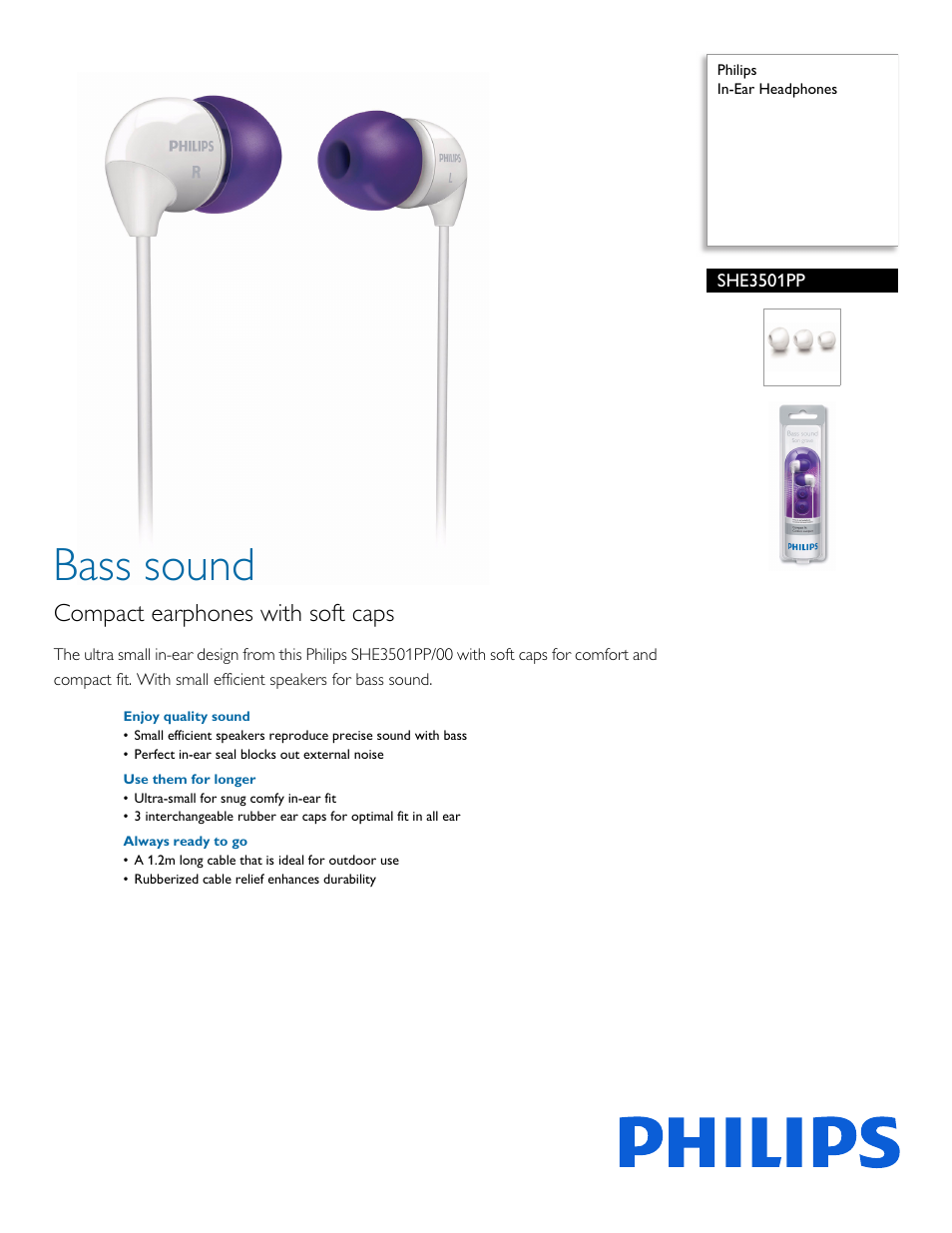 Philips SHE3501PP-00 User Manual | 2 pages