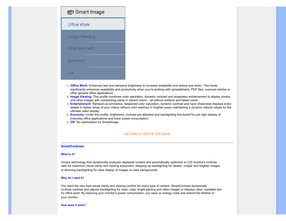 Smartcontrast | Philips 190SW9FB-27 User Manual | Page 31 / 110