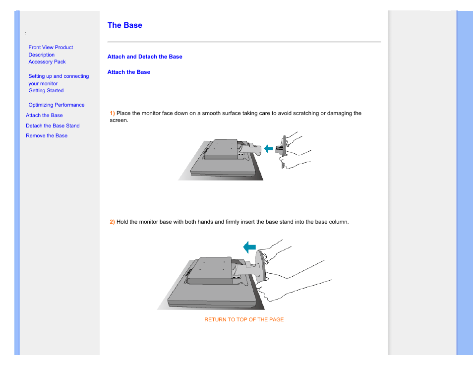 The base | Philips 190SW9FB-27 User Manual | Page 65 / 110