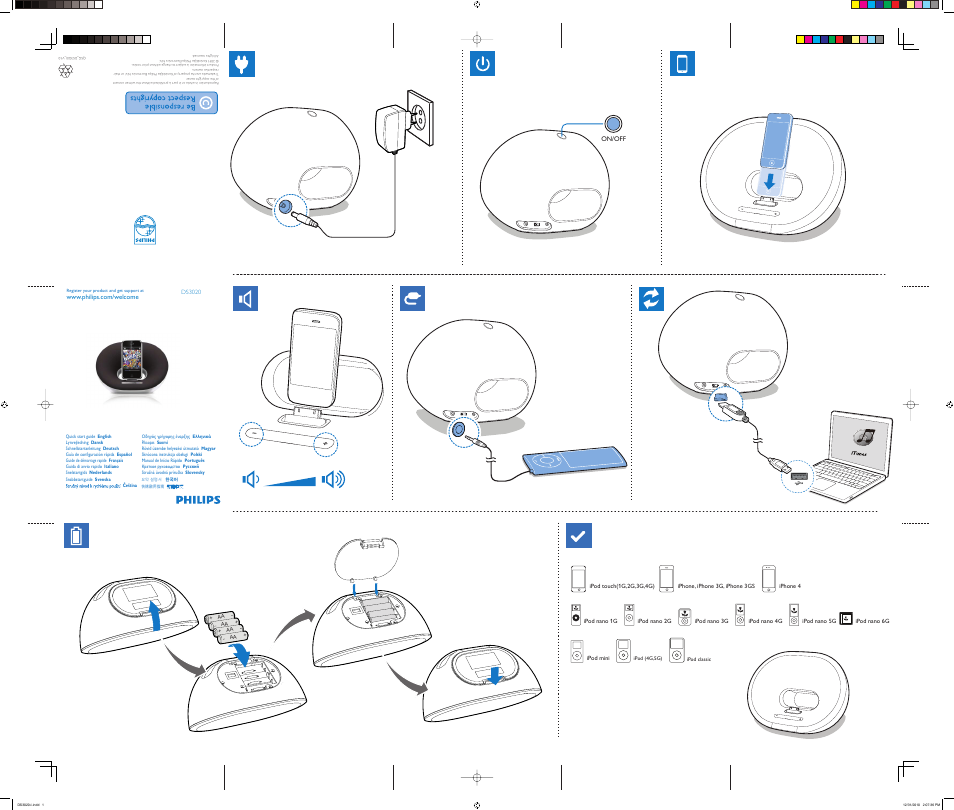 Philips docking speaker DS3020 for iPod-iPhone Battery-AC powered User Manual | Page 3 / 4