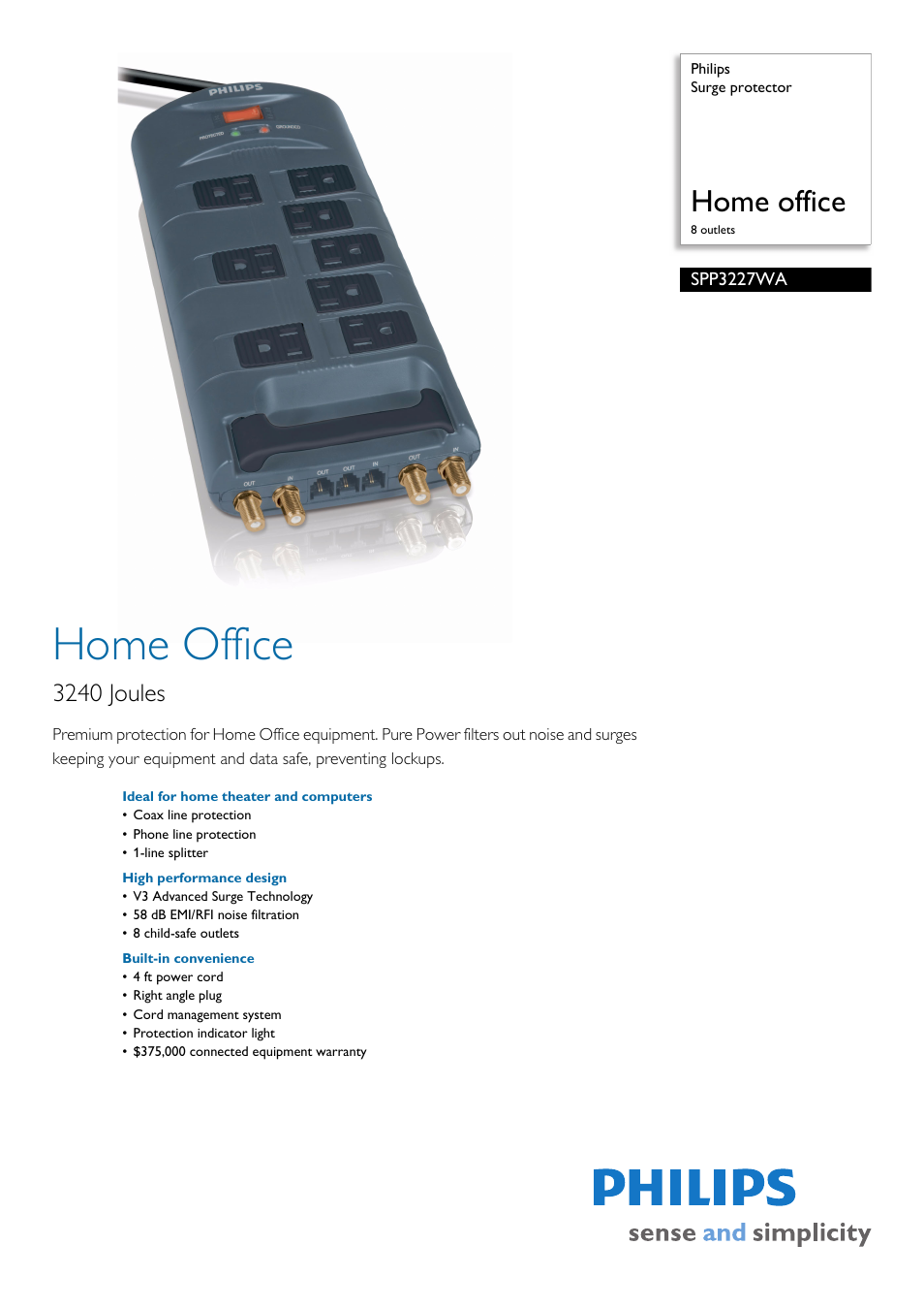 Philips SPP3227WA-17 User Manual | 2 pages