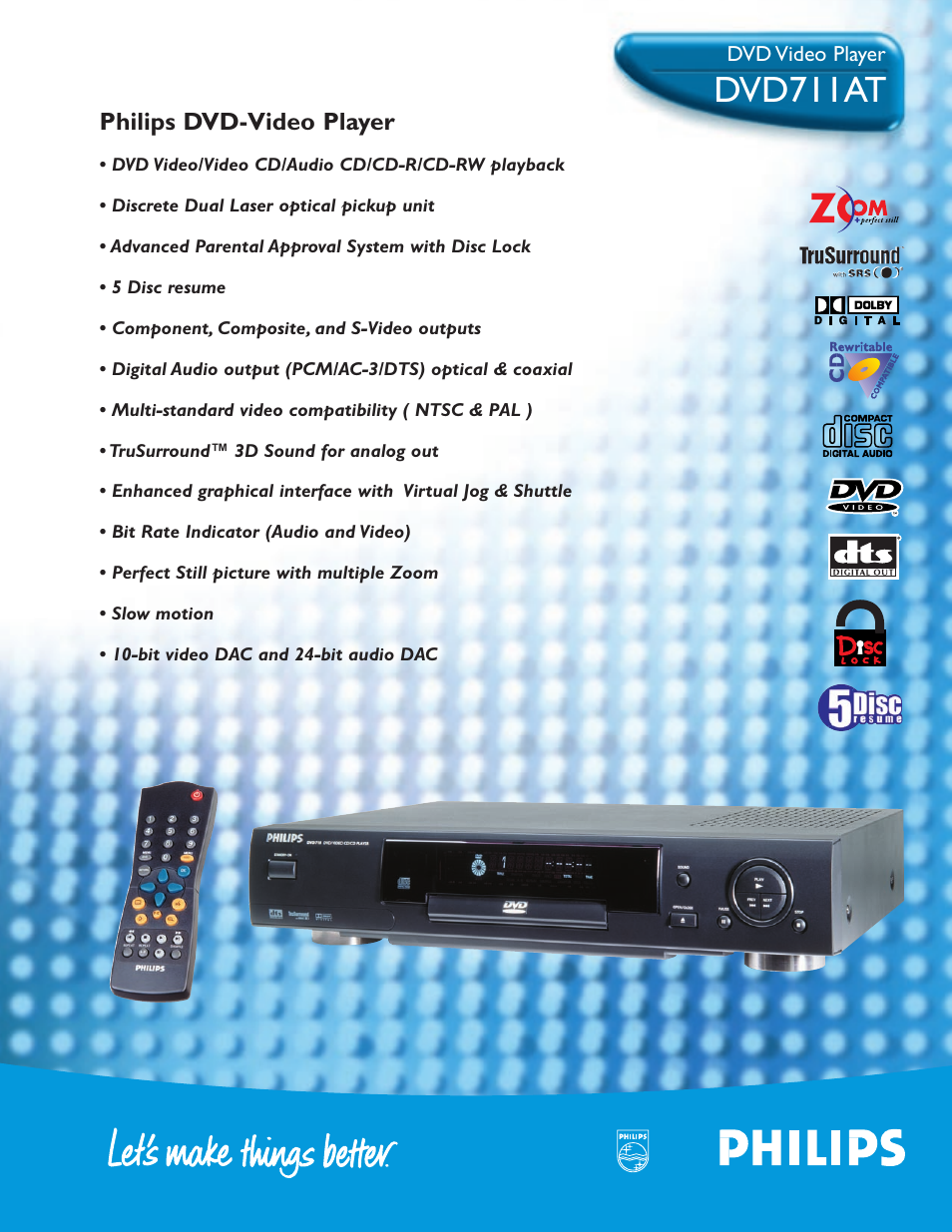 Philips DVD711AT User Manual | 2 pages