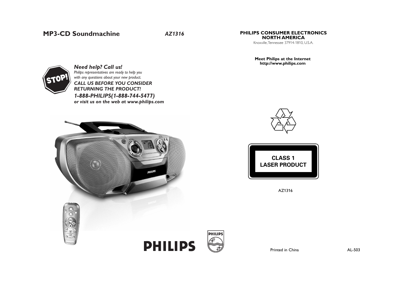 Philips AZ1316-37 User Manual | 7 pages