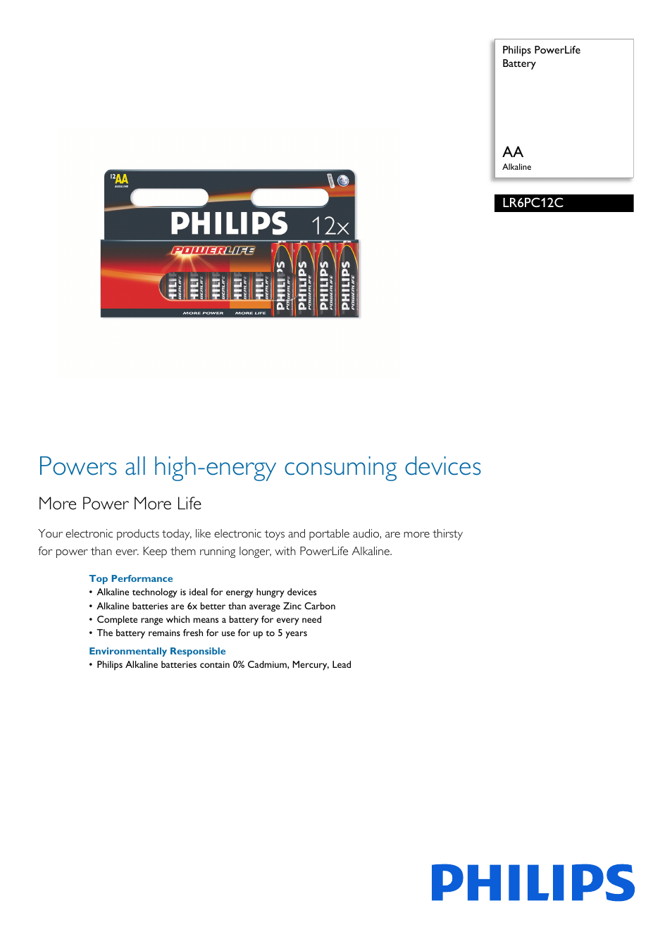 Philips LR6PC12C-27 User Manual | 2 pages