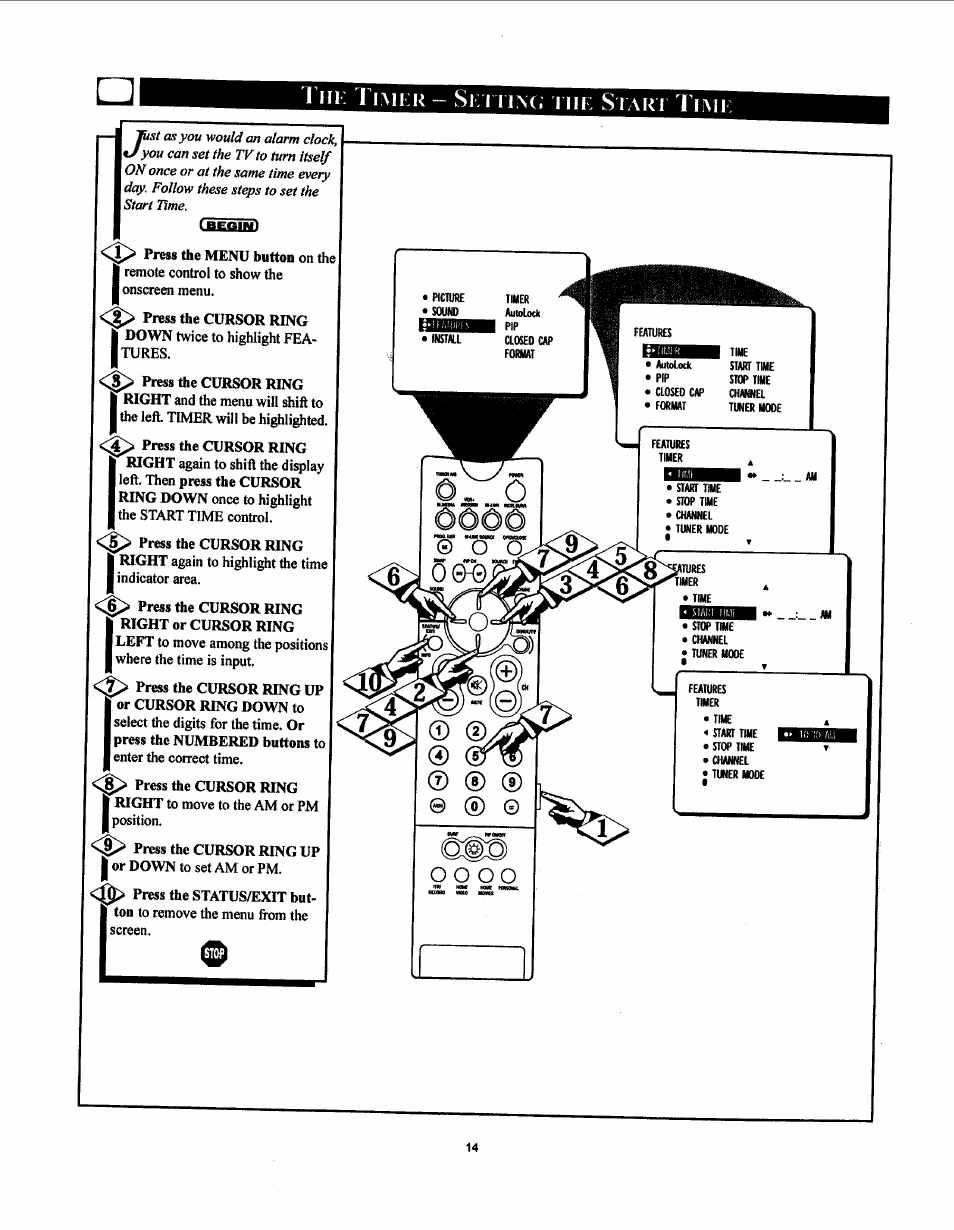 1 in: timer ~ se/m\ci hie s iart time, In: t, Se/m\ci | Philips 27PT91S User Manual | Page 20 / 62