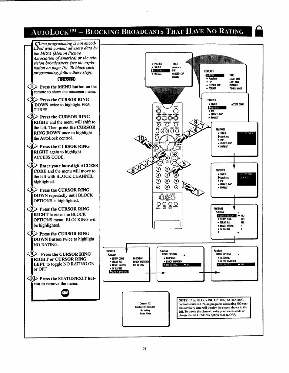 Autolock^^ - b, Locking, Roadcasts | Ating | Philips 27PT91S User Manual | Page 33 / 62