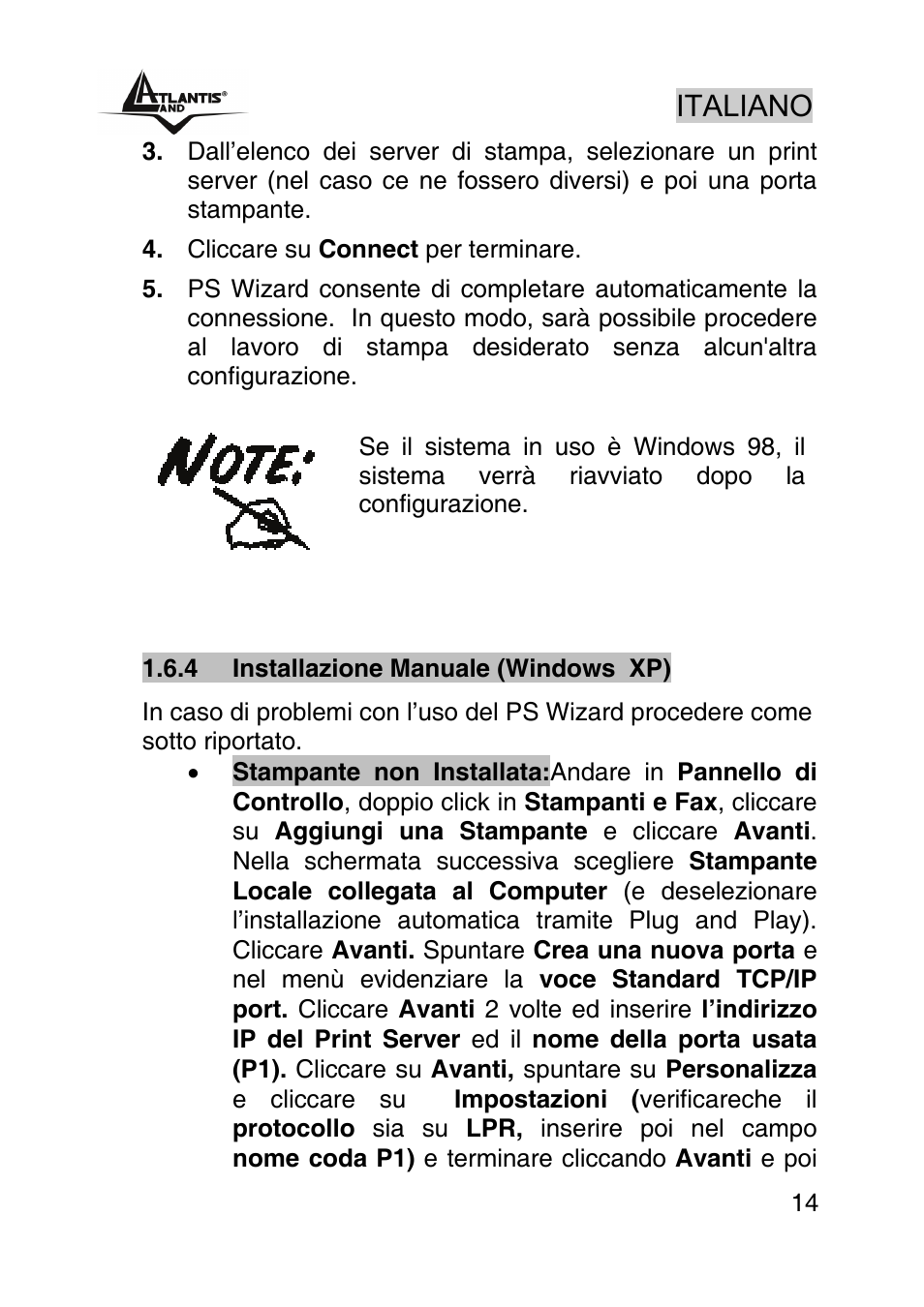 Italiano | Atlantis Land NETSERVER A02-PSU_GX02 User Manual | Page 13 / 36