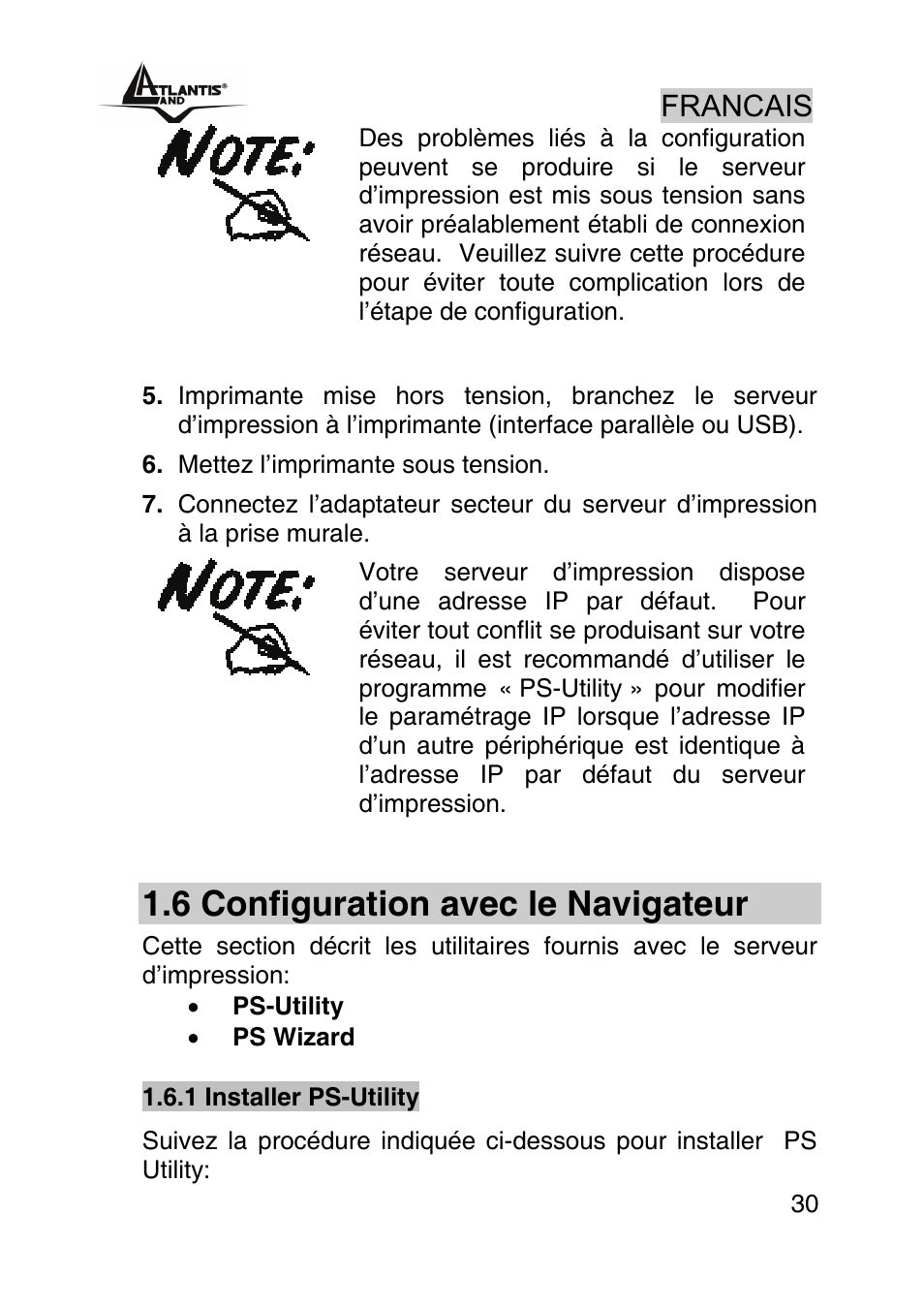 6 configuration avec le navigateur, Francais | Atlantis Land NETSERVER A02-PSU_GX02 User Manual | Page 29 / 36