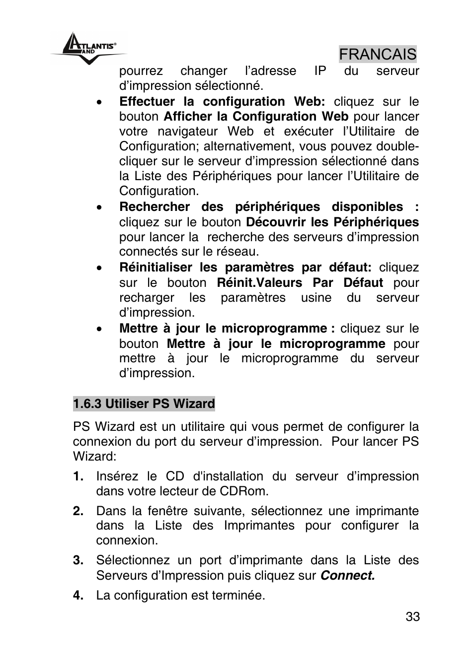 Francais | Atlantis Land NETSERVER A02-PSU_GX02 User Manual | Page 32 / 36