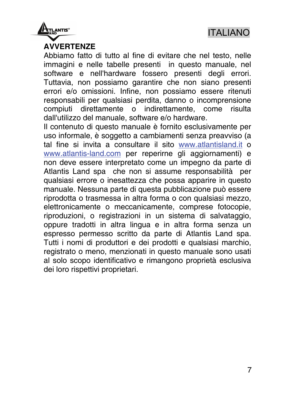 Italiano | Atlantis Land NETSERVER A02-PSU_GX02 User Manual | Page 6 / 36