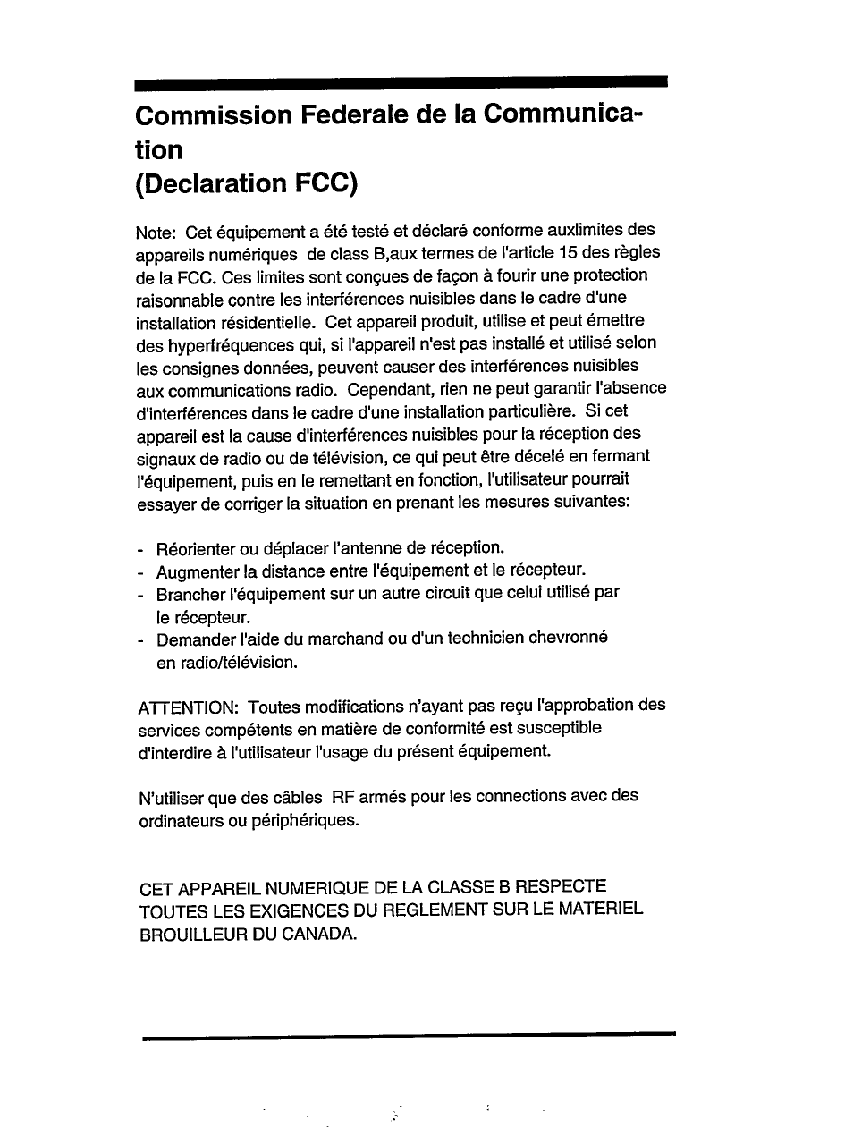 Commission federale de la communication, Declaration fcc) | Philips MB7000 User Manual | Page 22 / 28