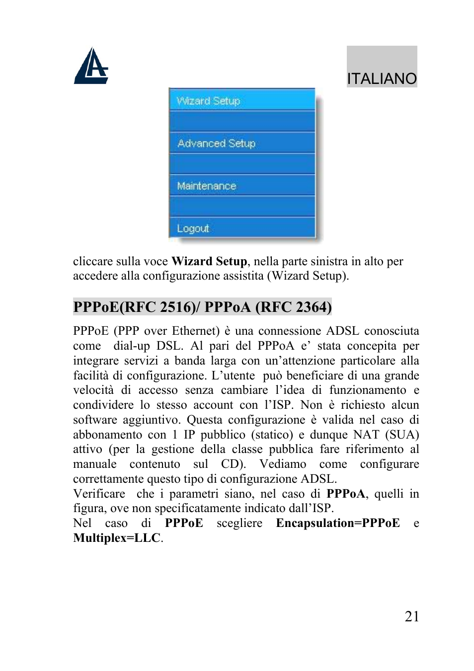 Italiano | Atlantis Land A02-WRA2-11B User Manual | Page 21 / 121