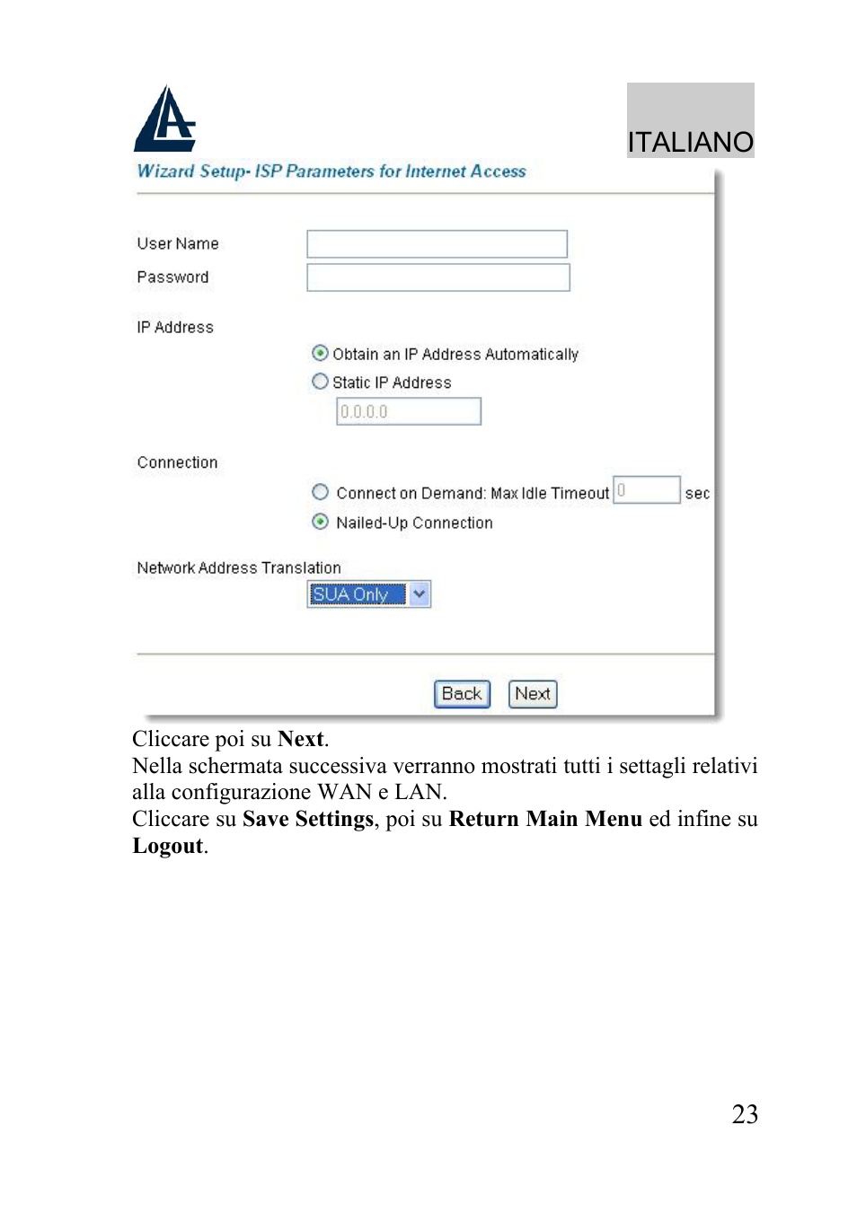 Italiano | Atlantis Land A02-WRA2-11B User Manual | Page 23 / 121