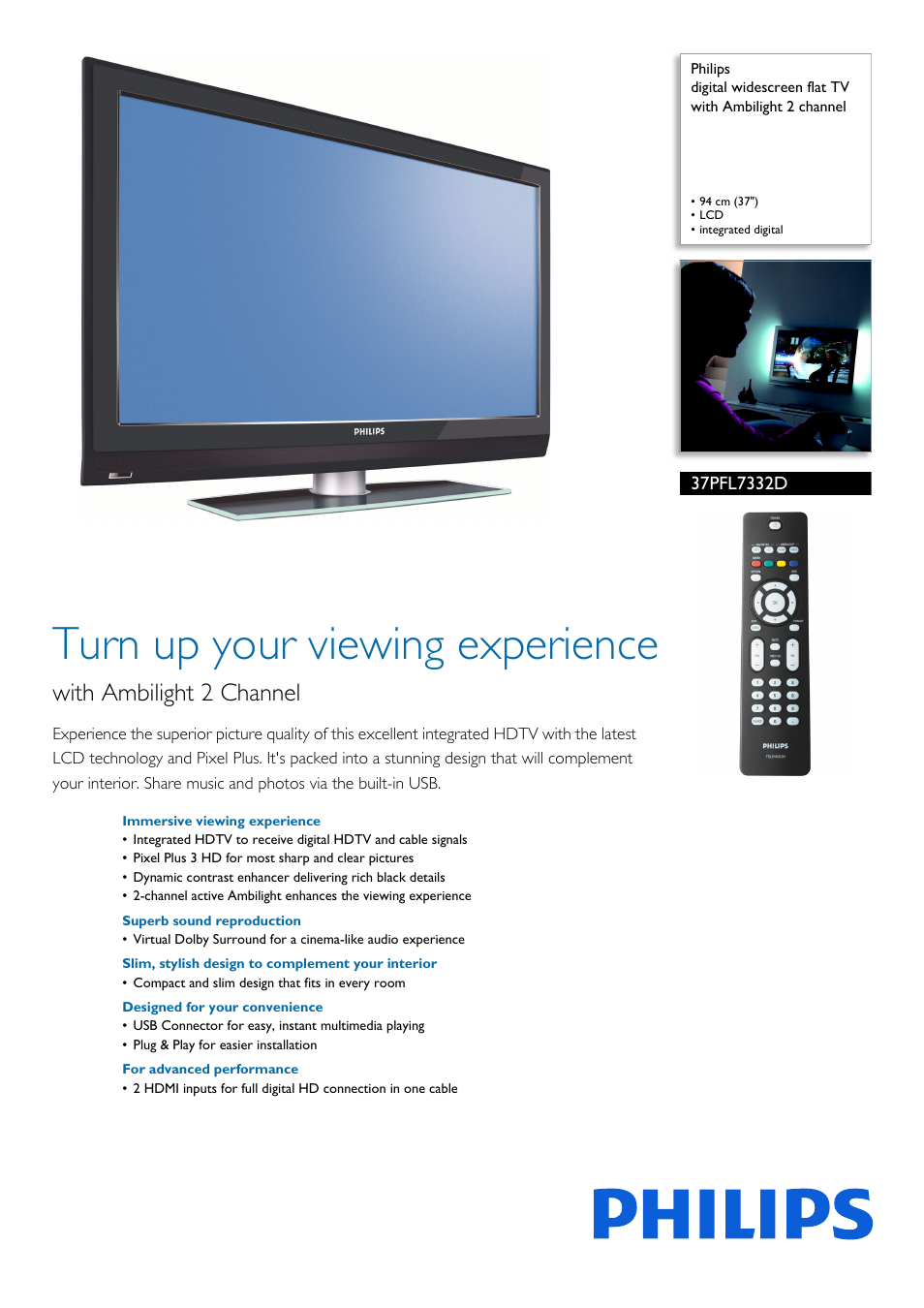 Philips 37PFL7332D-37 User Manual | 3 pages