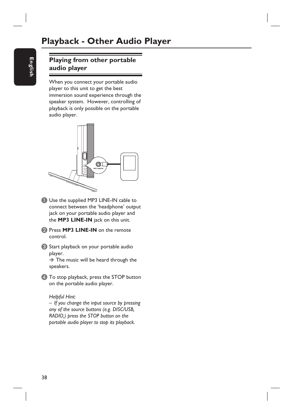 Playback - other audio player | Philips HTS6600-37 User Manual | Page 38 / 57