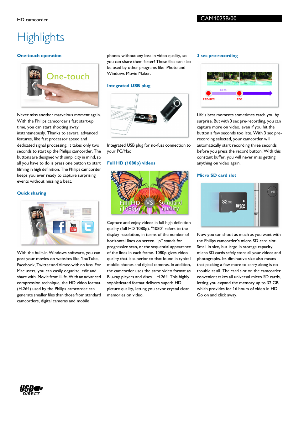 Highlights | Philips CAM102SB-00 User Manual | Page 2 / 3