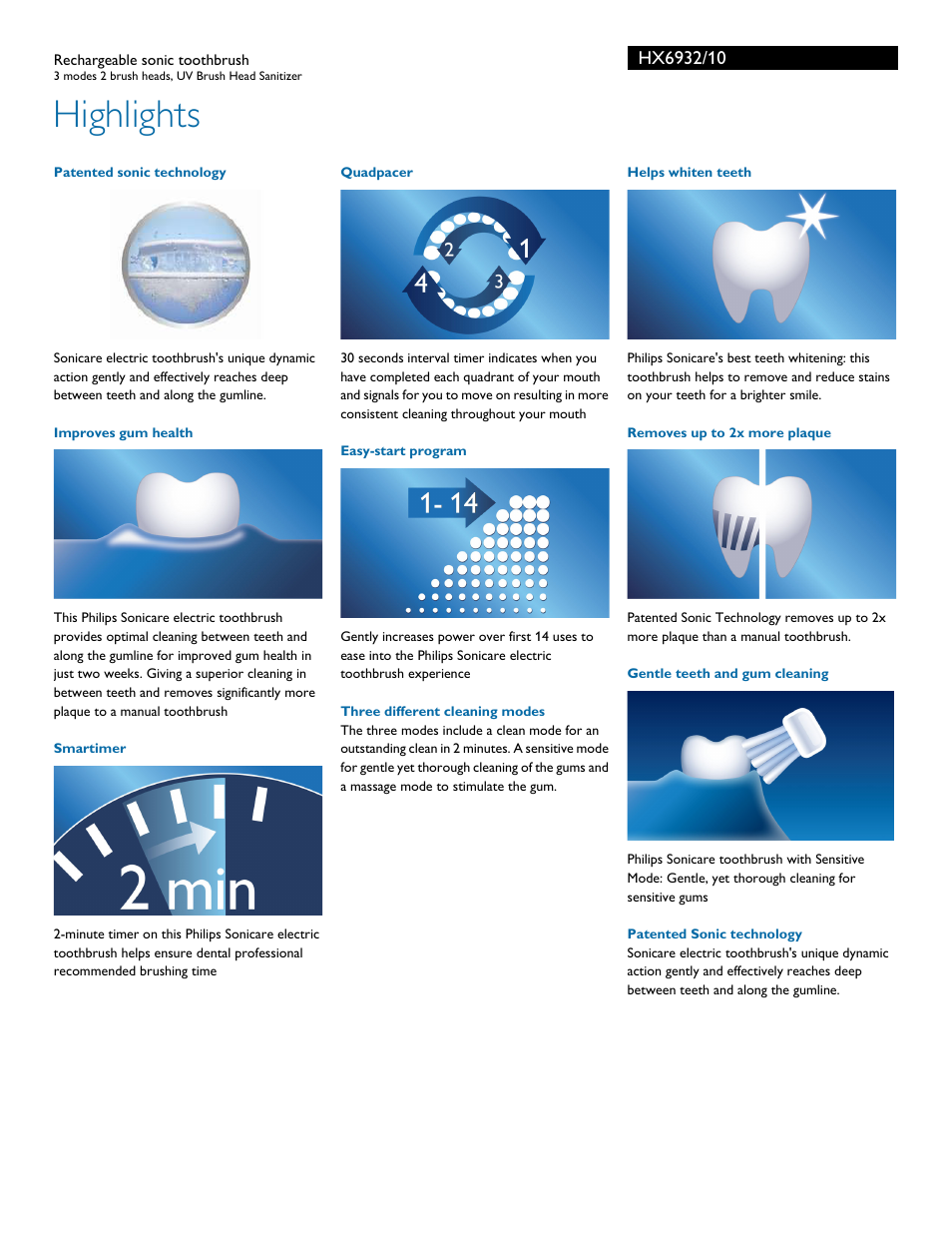 Highlights | Philips HX6932-10 User Manual | Page 2 / 3