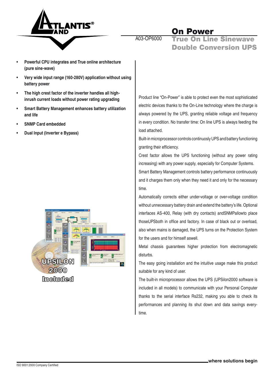 Atlantis Land A03-OP6000 User Manual | 3 pages