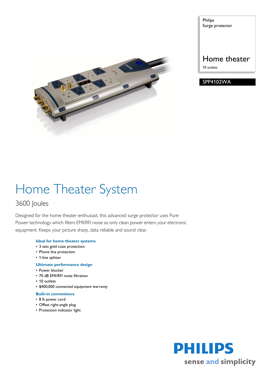 Philips SPP4102WA-17 User Manual | 2 pages