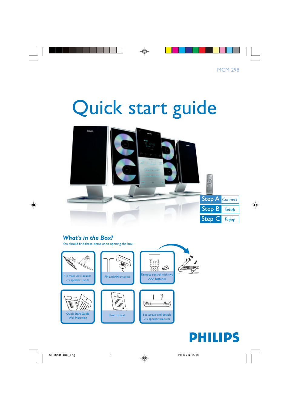 Philips MP3 Micro Hi-Fi System User Manual | 3 pages