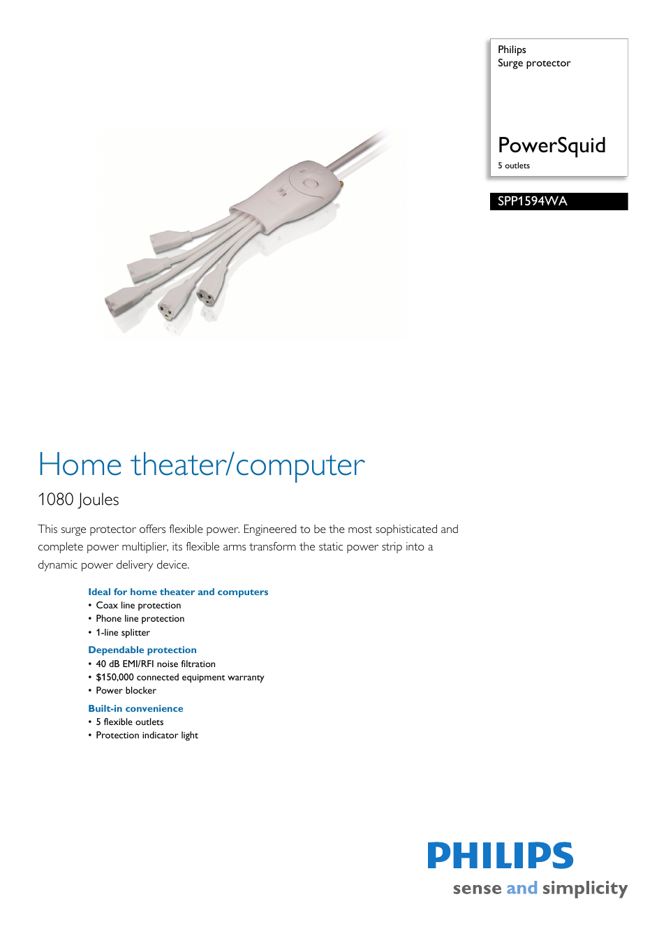 Philips SPP1594WA-17 User Manual | 2 pages