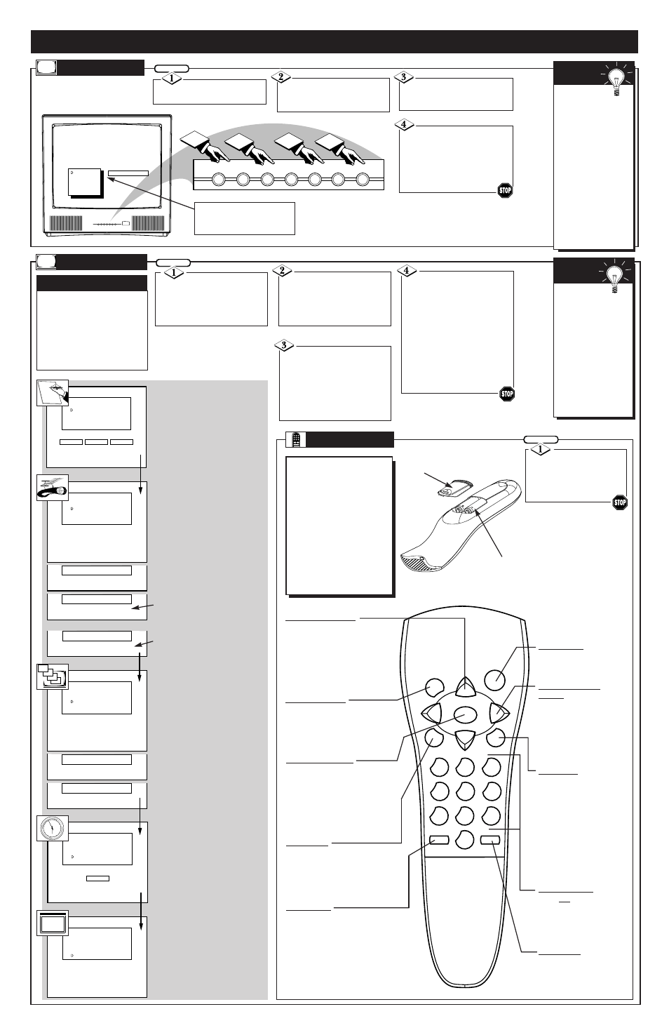 Ow to, Se and, Etup | For the, Irst, Exit, Elevision, Emote | Philips TS2554C User Manual | Page 3 / 8